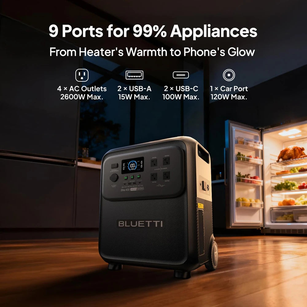 Bluetti Elite 400 Portable Power Station Solar Generator Home Backup