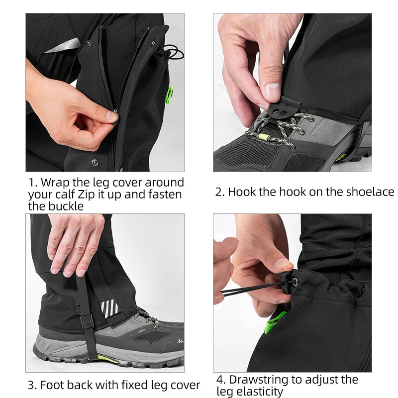 ROCKBROS Waterproof Hiking Gaiters for Outdoor Climbing and Skiing