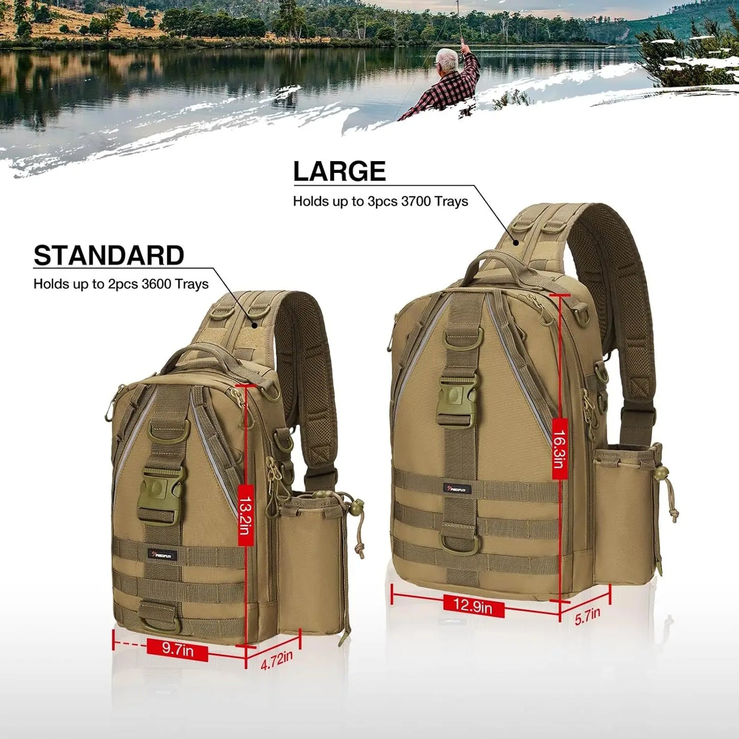 Water Resistant Fishing Tackle Backpack With Rod and Gear Holder