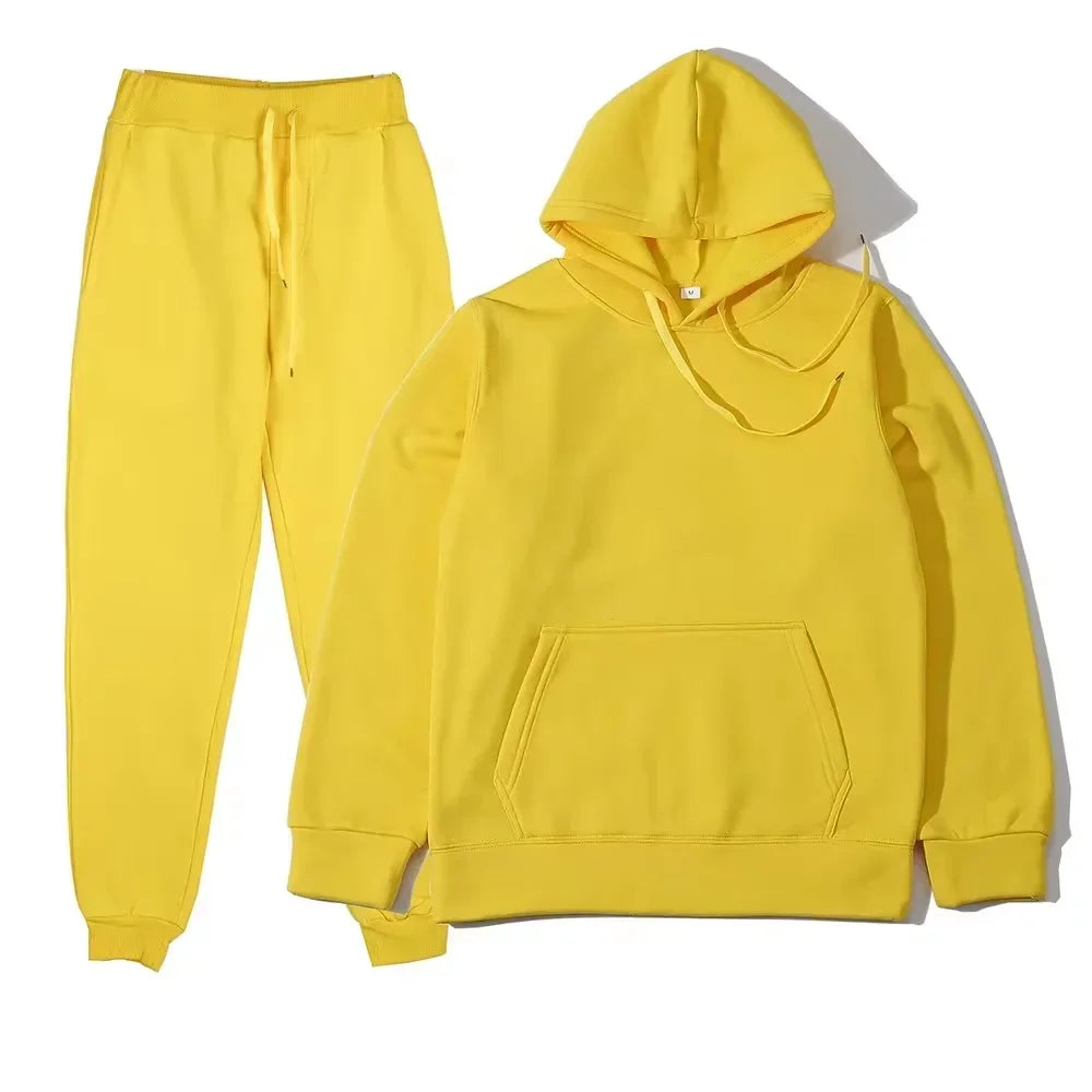 Winter Tracksuit Women Two Piece Set Hooded Sweatpants Casual Sportswear