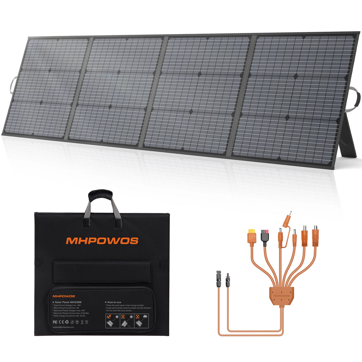 MHPOWOS 400W 220W 110W Portable Solar Panel Foldable Charger for Power Station Camping RV Garden Roof Off Grid System IP67 Waterproof ETFE