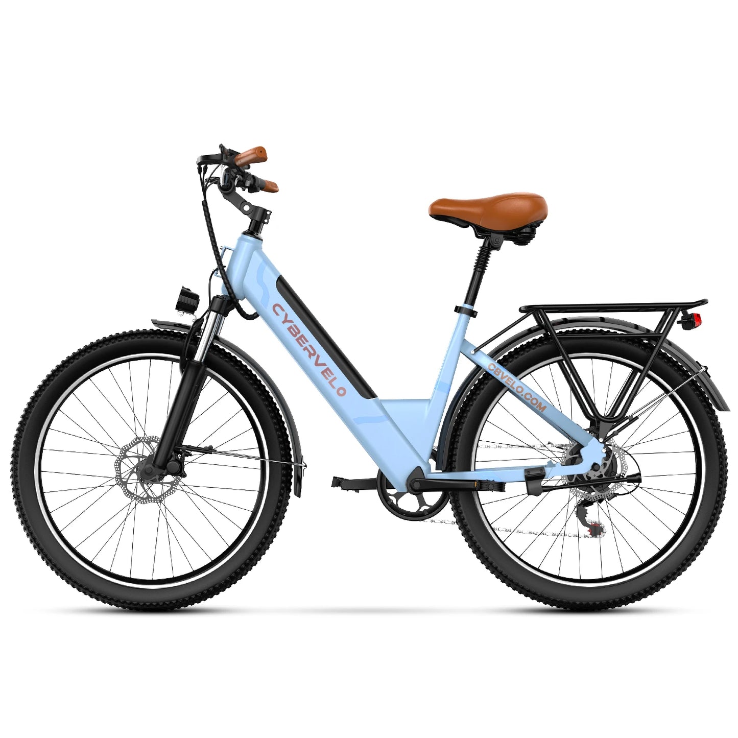 Cybervelo Urban Commute E-Bike, 48V 1000W Peak Motor, Detachable Battery 7-Speed shift Electric Bike, 26“ Step-Thru adults EK2