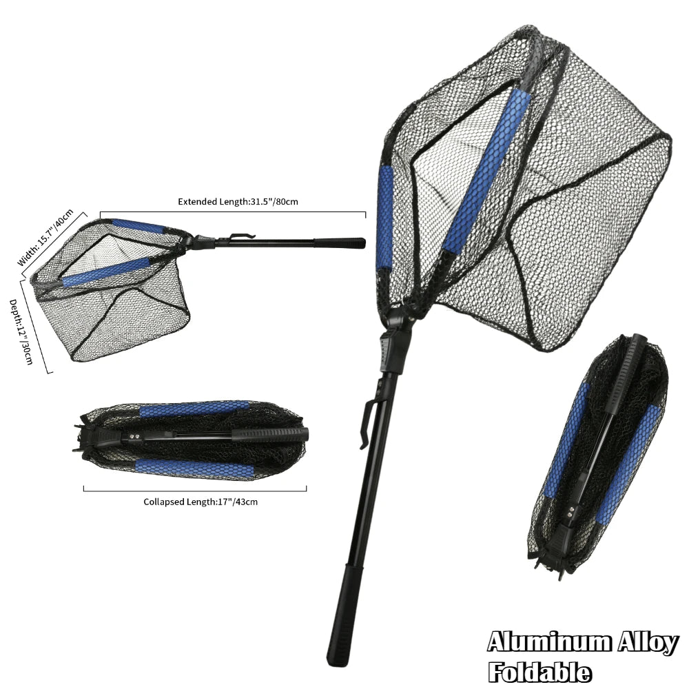 Fishing Landing Net With Telescopic Pole Anti Slip Handle