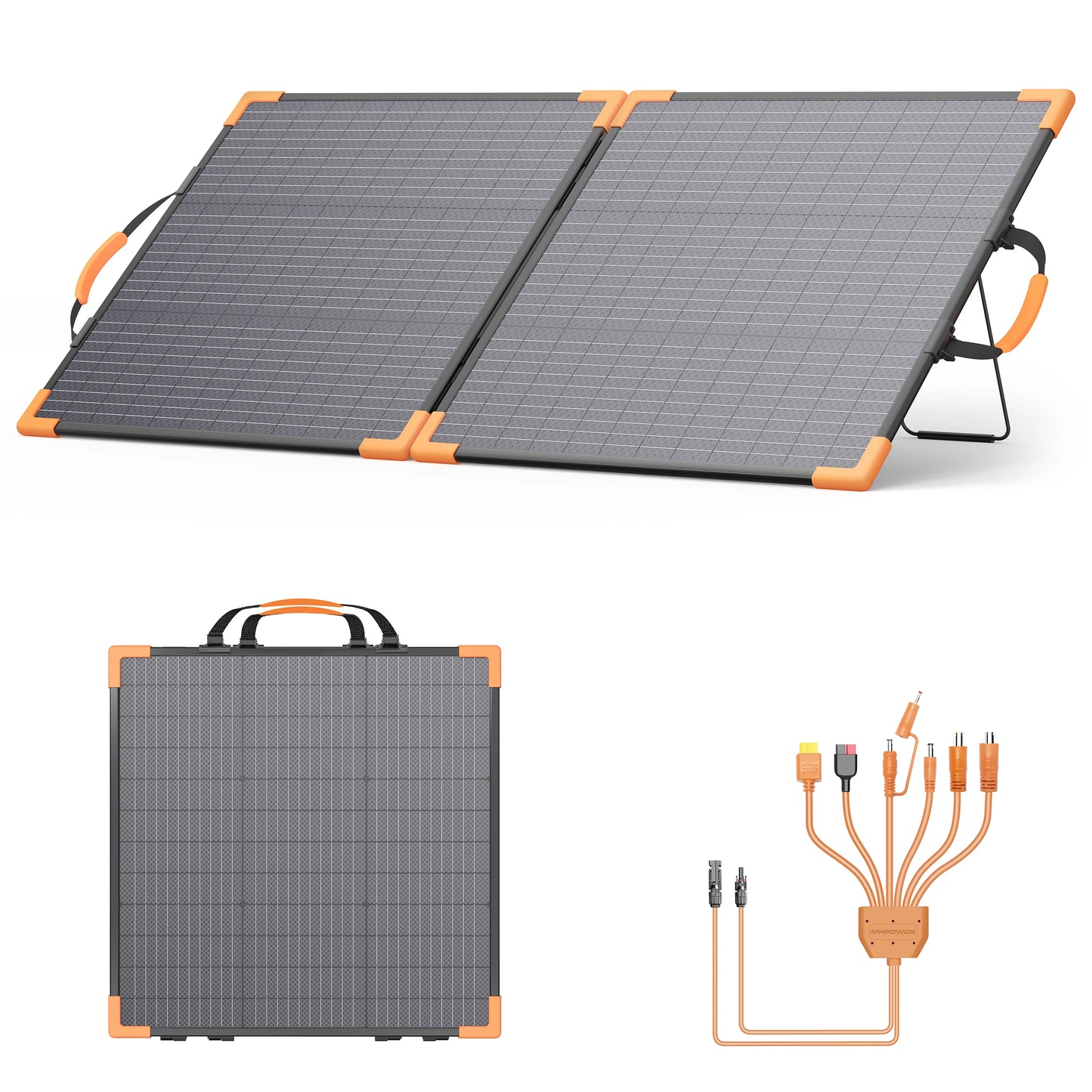 MHPOWOS 400W/200W/100W Bifacial Solar Panel Foldable Solar Charger IP68 Waterproof Solar Generator Camping RV Emergency Supply