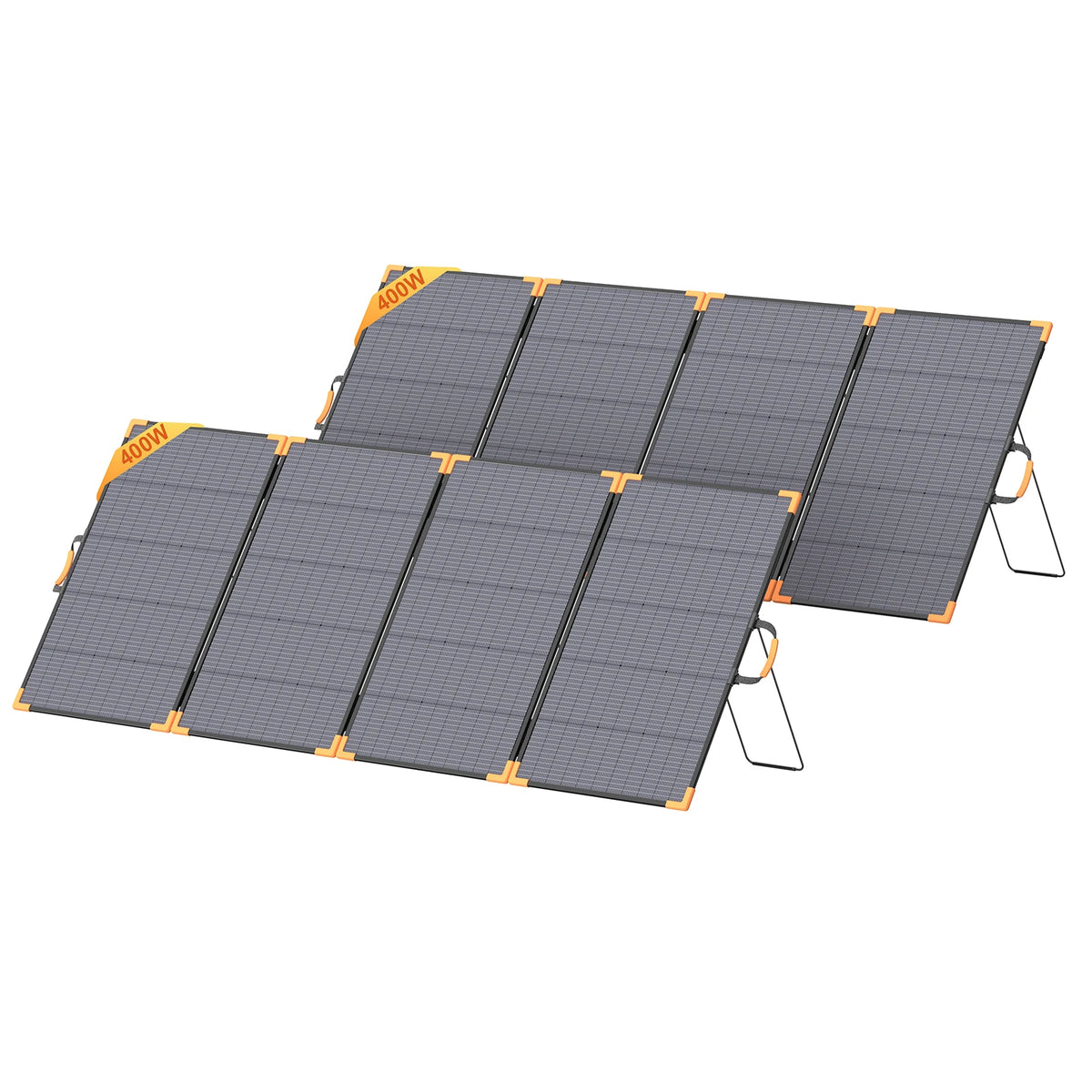 MHPOWOS 400W Bifacial Portable Solar Panel 33V Lightweight Foldable Solar Charger for Power Station IP68 Waterproof High Efficiency With Adjustable Kickstands for Camping RVs Home Backup