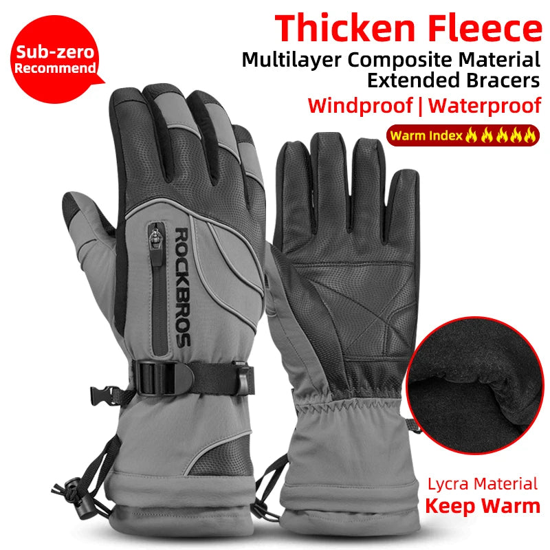 ROCKBROSCN Winter Thermal Waterproof Gloves For Men Women