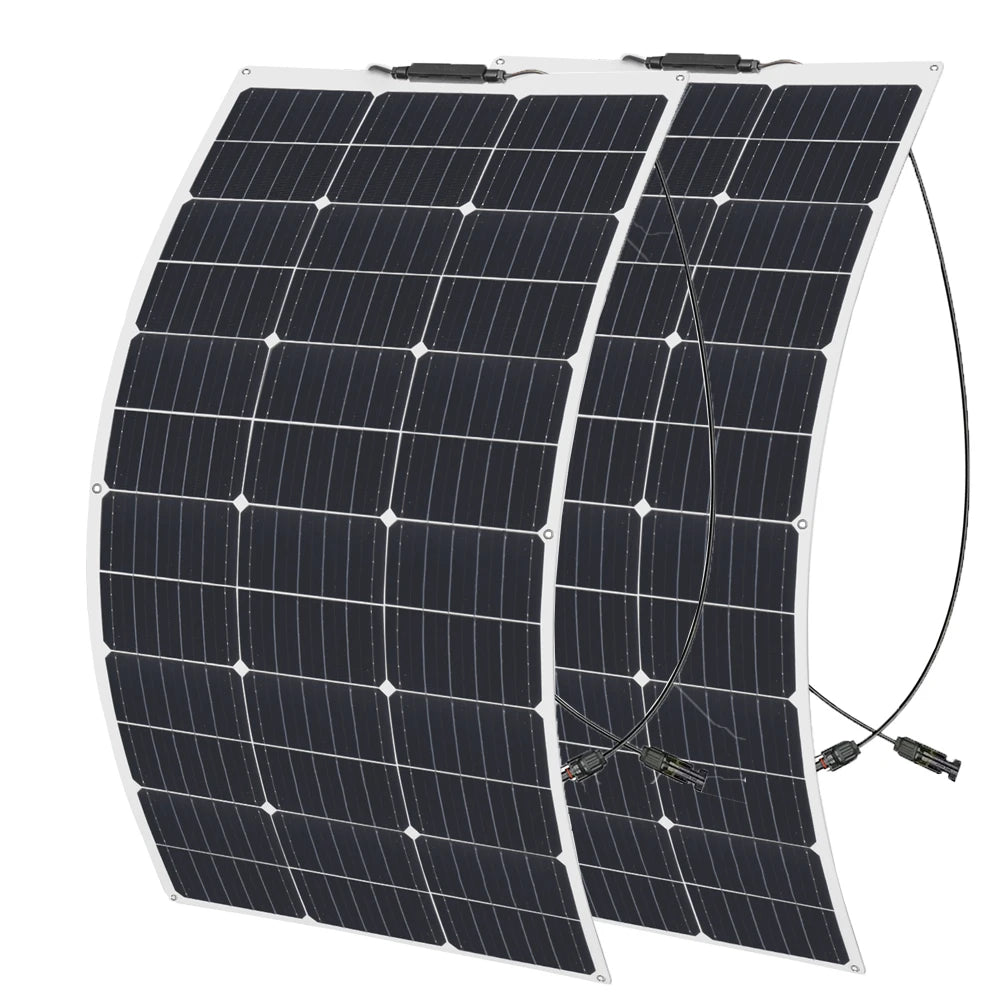 Solar Panel Complete Kit 12V 100W 200W 24V Flexible Photovoltaic 100W Controller Power for Battery Boat Rv Home Camper Camping