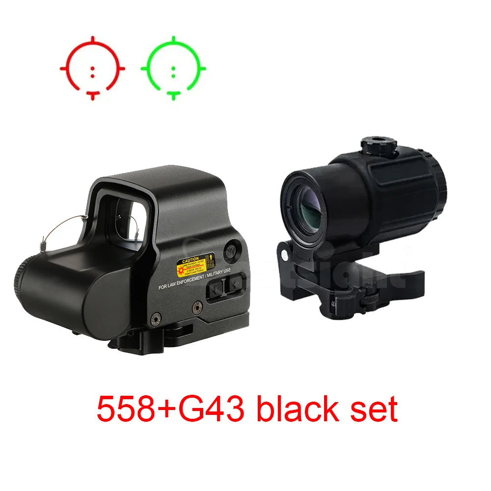 558 Red Dot Sight G33/G43/G45 Magnifier 558+G33 Holographic Sight with Switch to Side QD 20mm Rail Mount