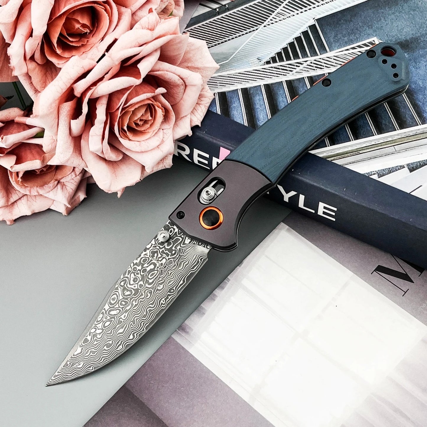 DIY Supplies Damascus Folding Knife EDC Outdoor Pocket Knife