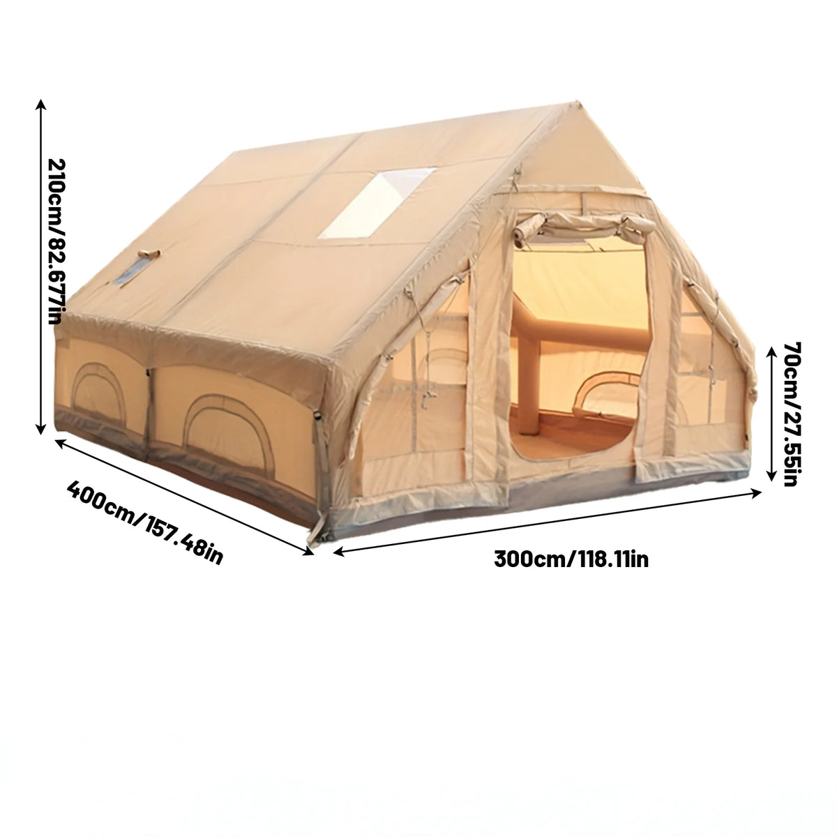 Inflatable Camping Tent for 4-8 People- Quick SetupBlow-Up Tent, 4-Season Versatile, Waterproof PortableOutdoor Tent with Stove