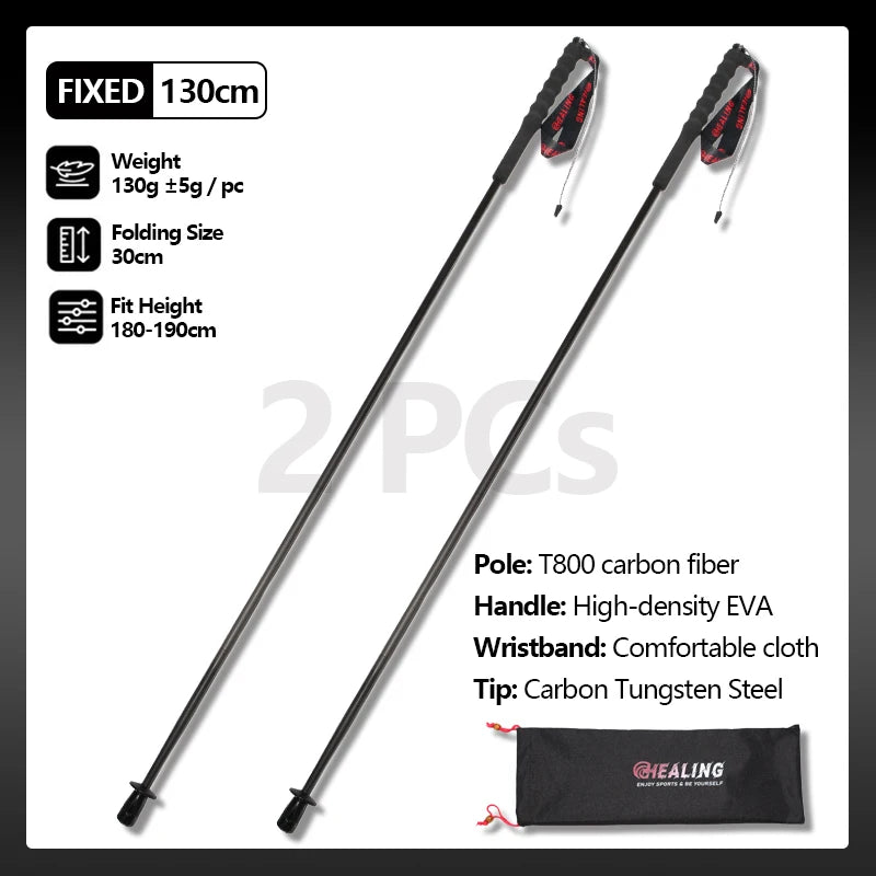 OKHEALING Ultralight Carbon Trekking Poles Pair Anti Shock Foldable