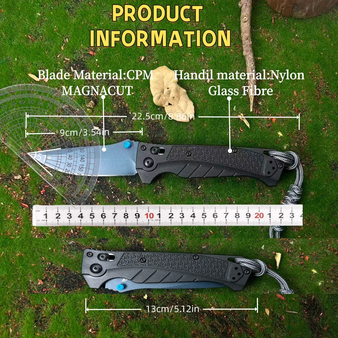 HX OUTDOORS Folding Knife CPM MAGNACUT Steel With Nylon Fiber Handle EDC