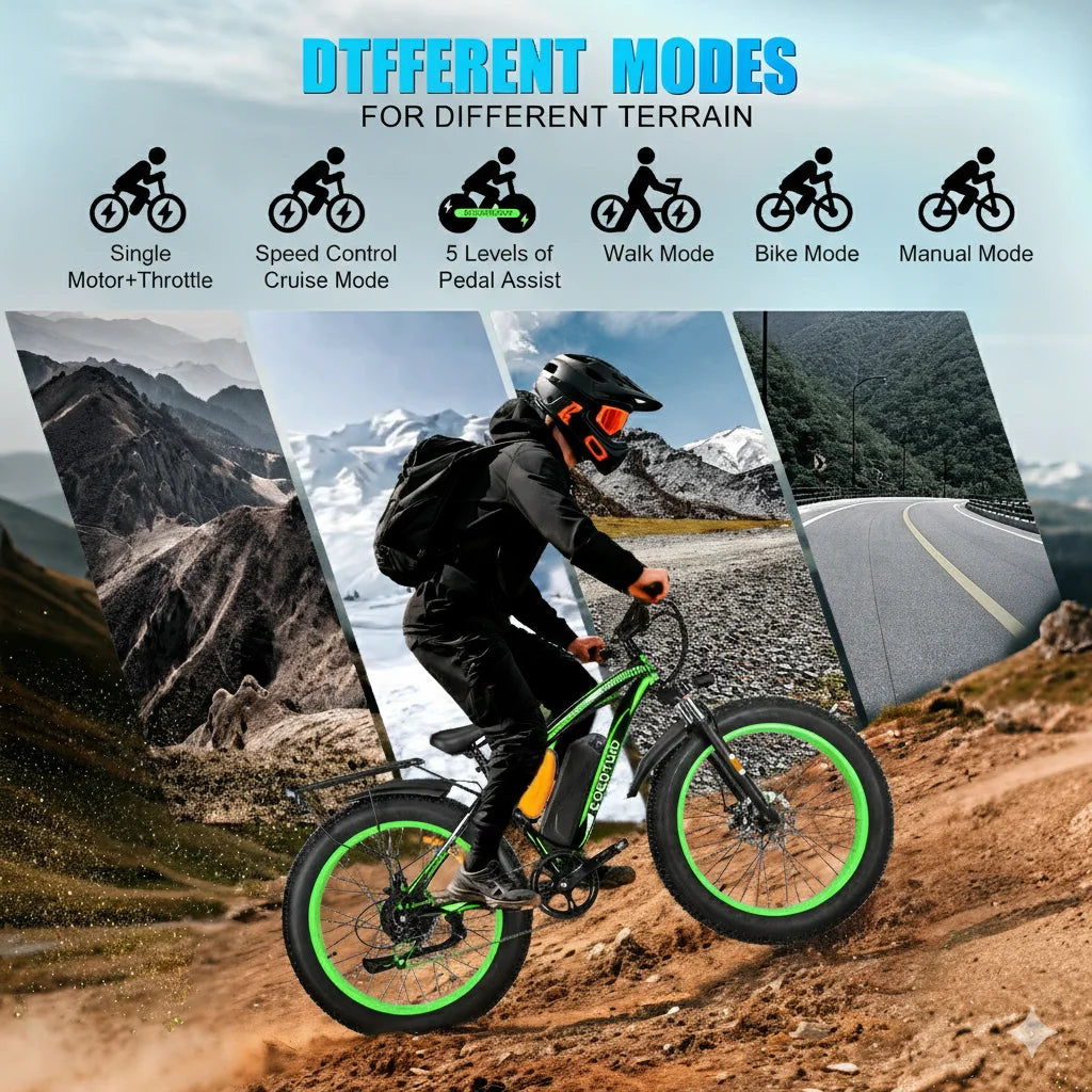 EOEOTWO Fat Tire Electric Mountain Bike 1000W Motor