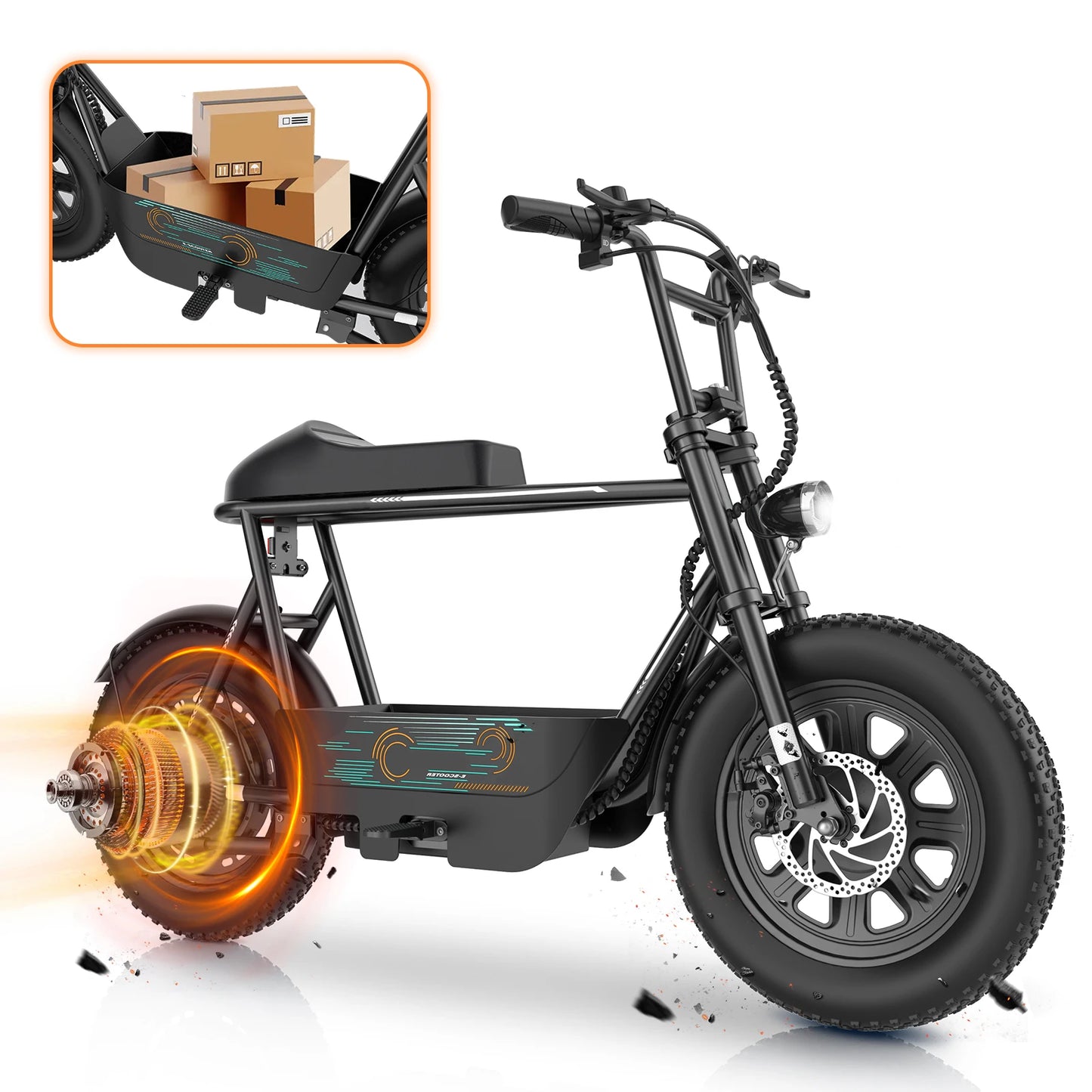 Peak 560W Off-Road Electric Motorcycle with Seat 16" All-Terrain Tire 20MPH 15Mile 36V Battery LCD Display Dual Disc Brake