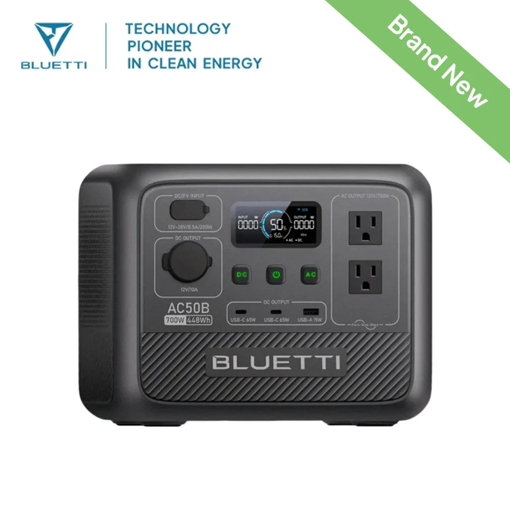 BLUETTI AC50B Portable Power Station | 700W 448Wh Solar Generator Lightweight for Outdoor Camping RV Travel Home Backup Emergenc