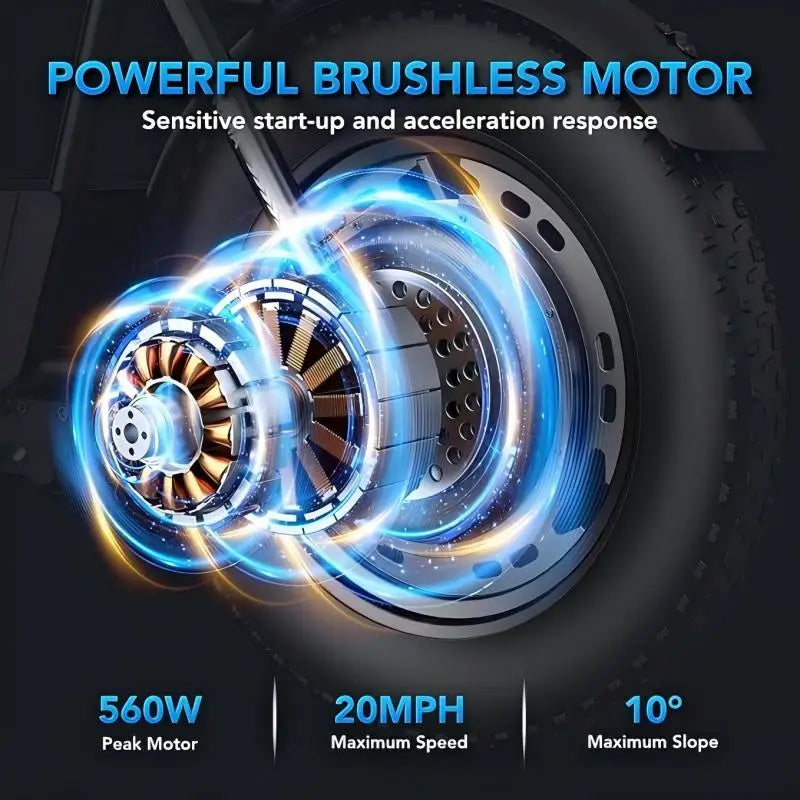 Peak 560W Off-Road Electric Motorcycle with Seat 16" All-Terrain Tire 20MPH 15Mile 36V Battery LCD Display Dual Disc Brake