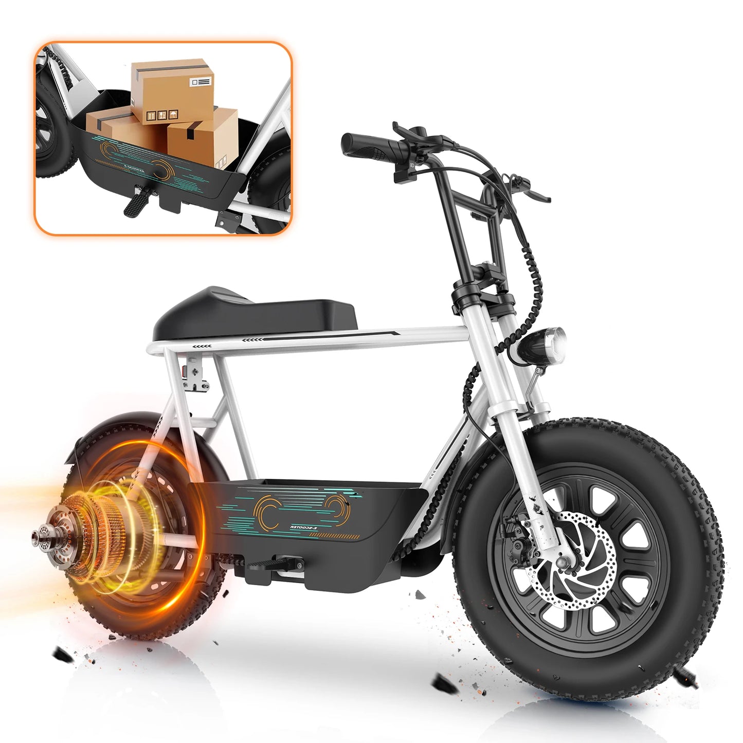 Peak 560W Off-Road Electric Motorcycle with Seat 16" All-Terrain Tire 20MPH 15Mile 36V Battery LCD Display Dual Disc Brake