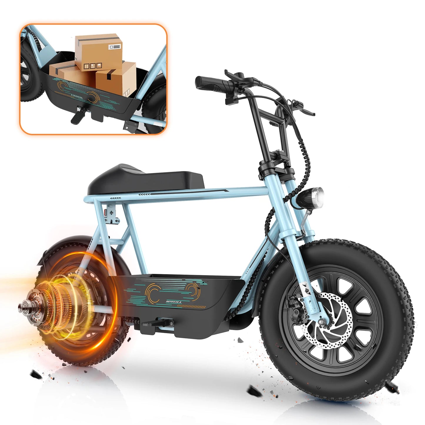 Peak 560W Off-Road Electric Motorcycle with Seat 16" All-Terrain Tire 20MPH 15Mile 36V Battery LCD Display Dual Disc Brake