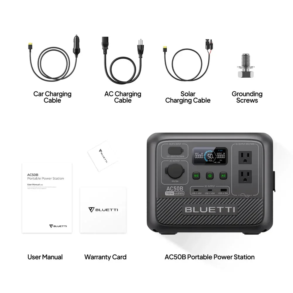 BLUETTI AC50B Portable Power Station | 700W 448Wh Solar Generator Lightweight for Outdoor Camping RV Travel Home Backup Emergenc