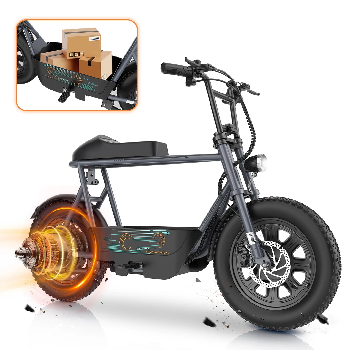 Peak 560W Off-Road Electric Motorcycle with Seat 16" All-Terrain Tire 20MPH 15Mile 36V Battery LCD Display Dual Disc Brake