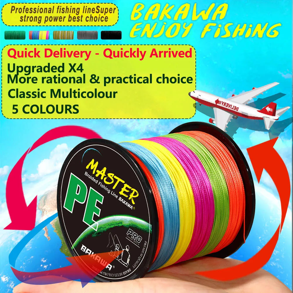 Bakawa 4 Strands Braided PE Fishing Line Durable Quality