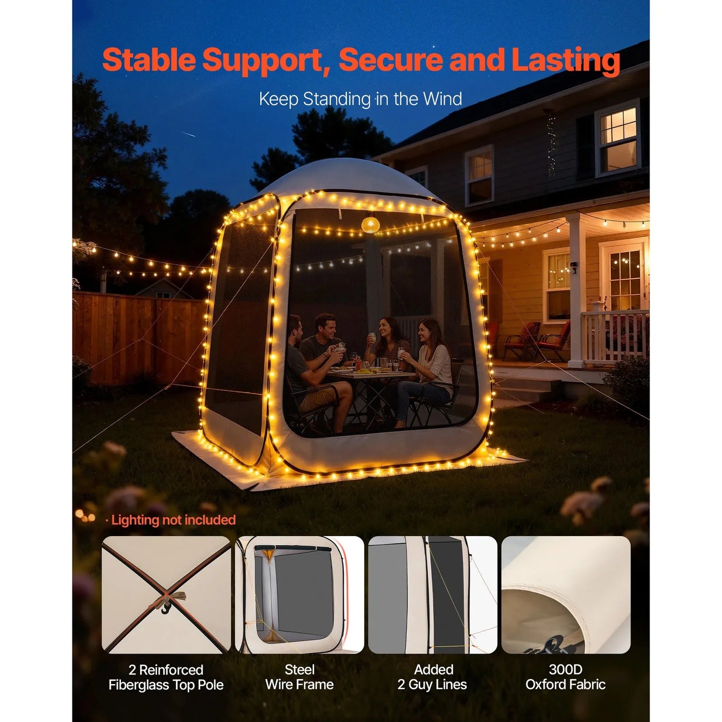 Pop Up Screen House Tent Gazebo For Camping 4-6 People