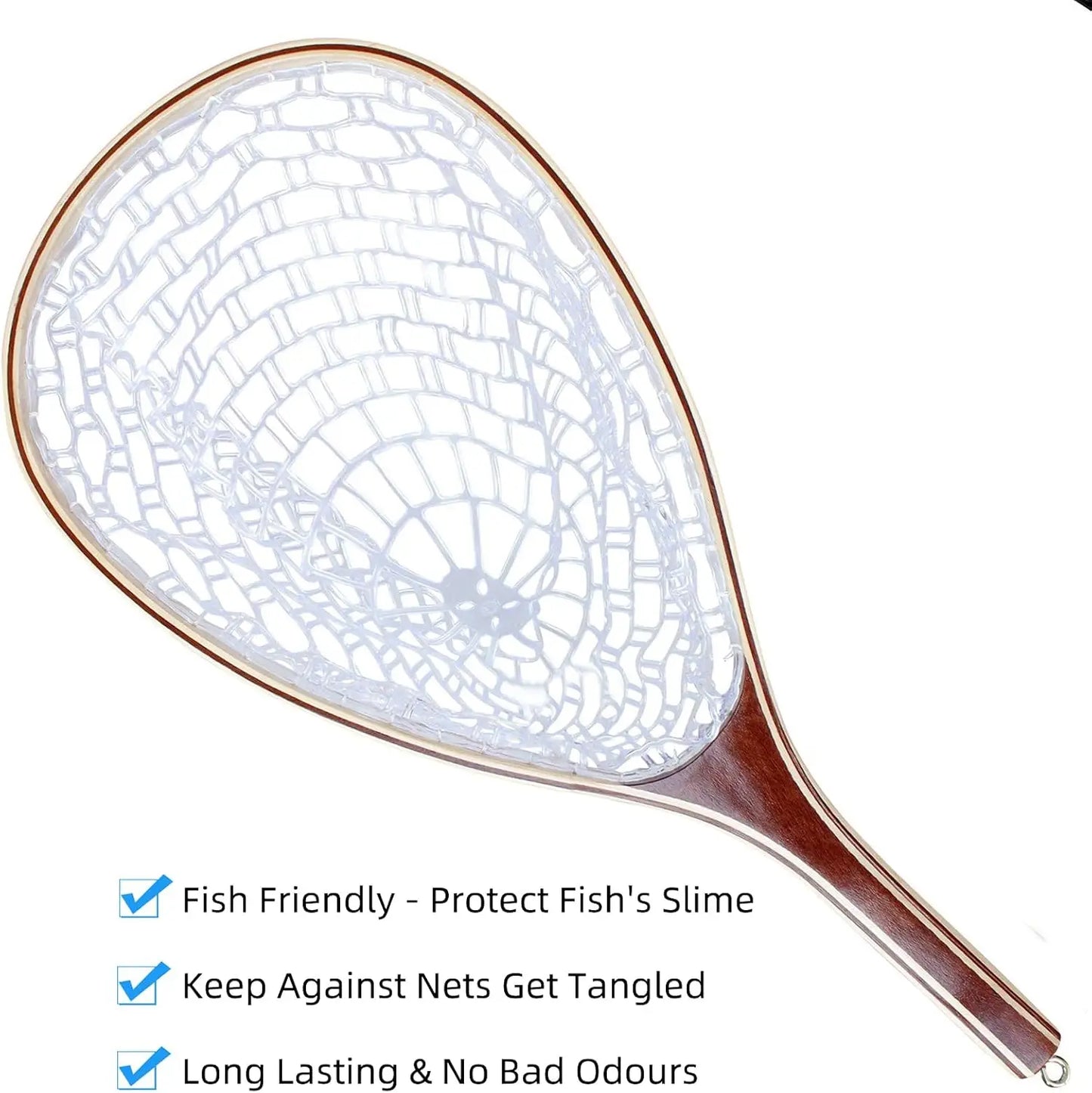 HiMISS Trout Fly Fishing Net With Wooden Handle for Release