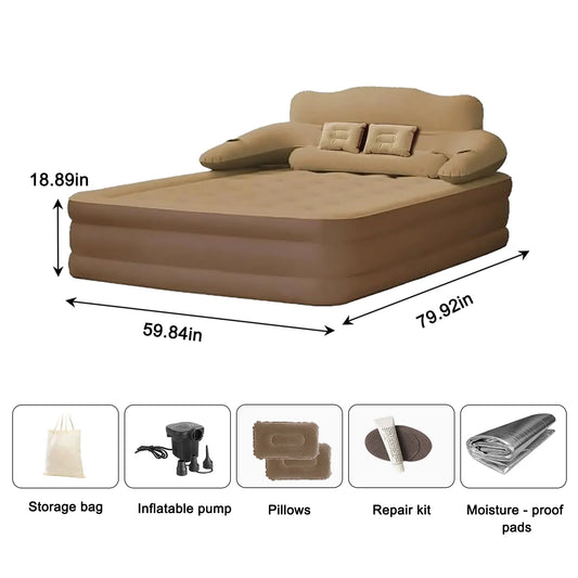 2 Person Built-In Pump Camping Mattress PVC Automatic Inflatable Increased Height Thickened Indoor Outdoor Lazy Sleeping Mat Bed