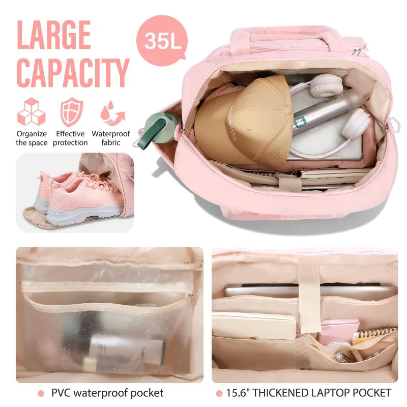 Two Rackets Tennis Gym Bag With Shoe Compartment For Women