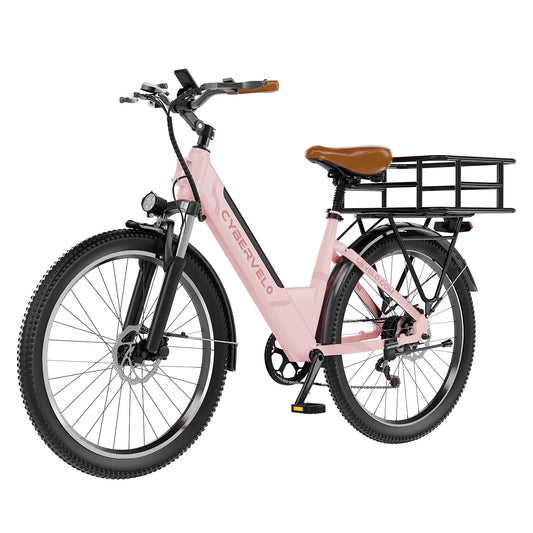 Cybervelo 1000W Peak 26" Electric Bike Adults 80Miles Removable Battery 7-Speed Ebike Beach Snow Commute E Bicycle for Men Women EK2