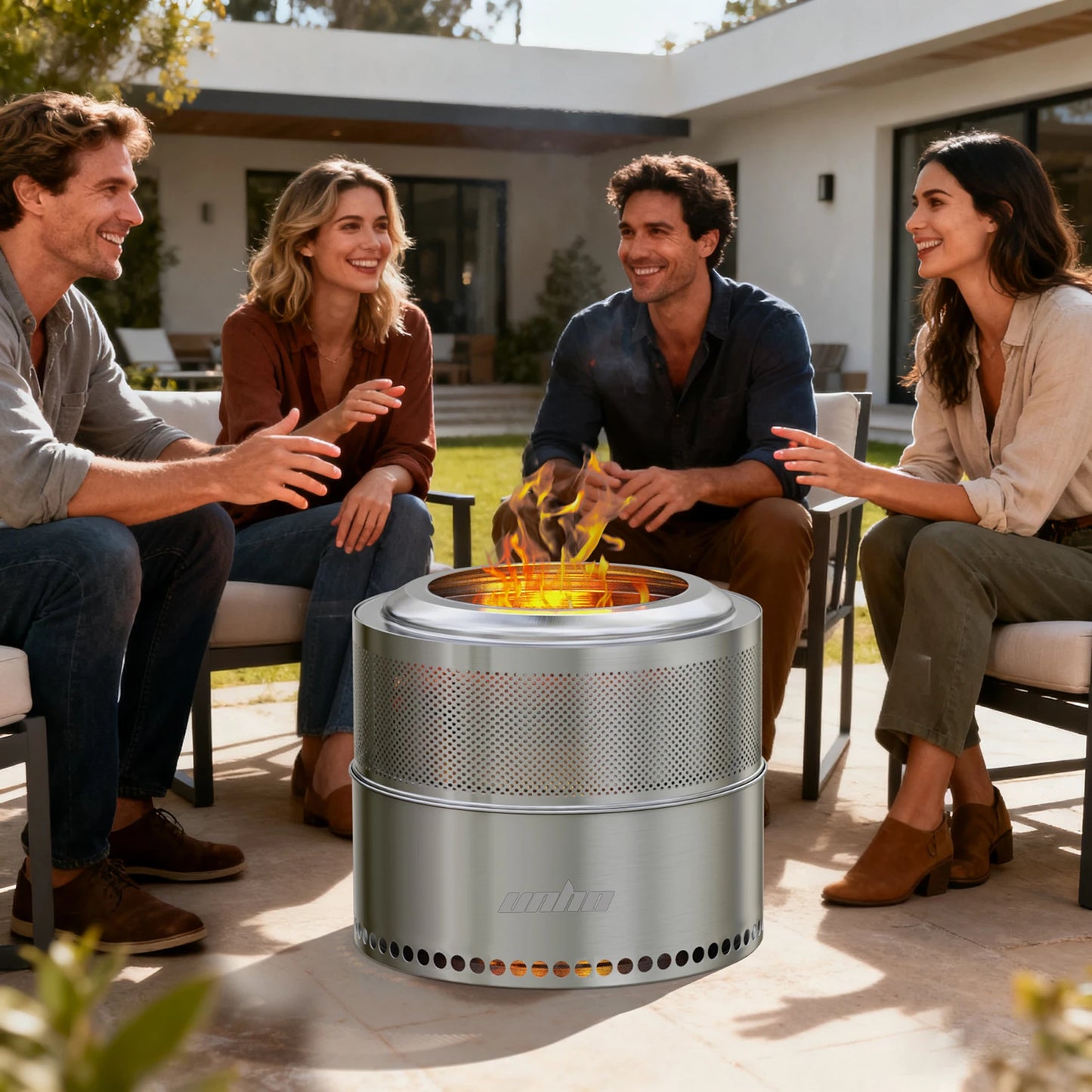 Wood Burning Fire Pit Stainless Steel Smokeless With Carry Bag