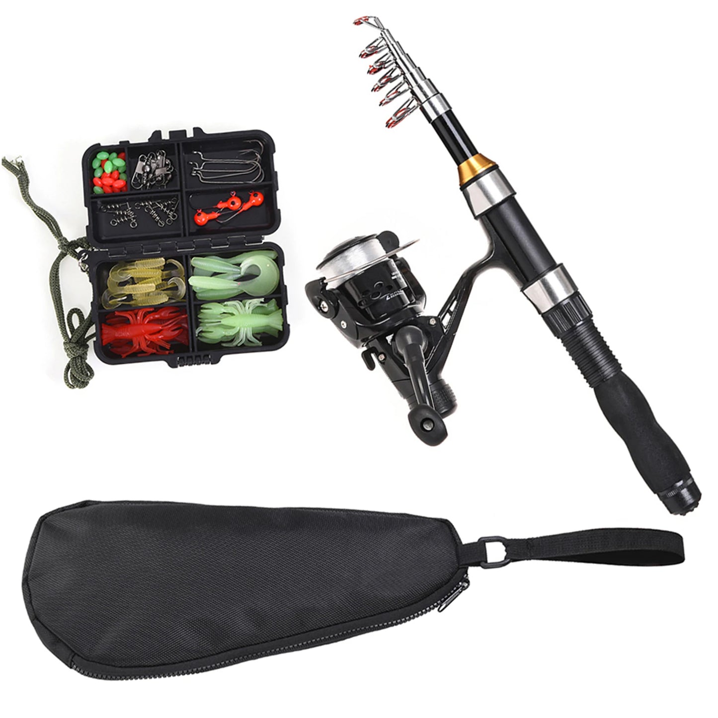 Telescopic Fishing Rod Reel Combo Full Kit With Storage Bag