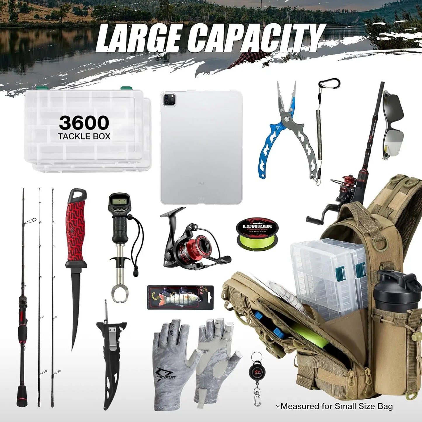 Water Resistant Fishing Tackle Backpack With Rod and Gear Holder