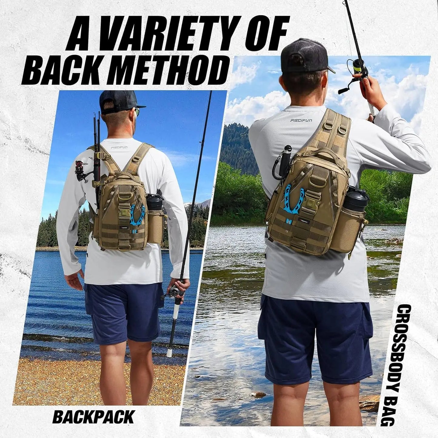 Water Resistant Fishing Tackle Backpack With Rod and Gear Holder
