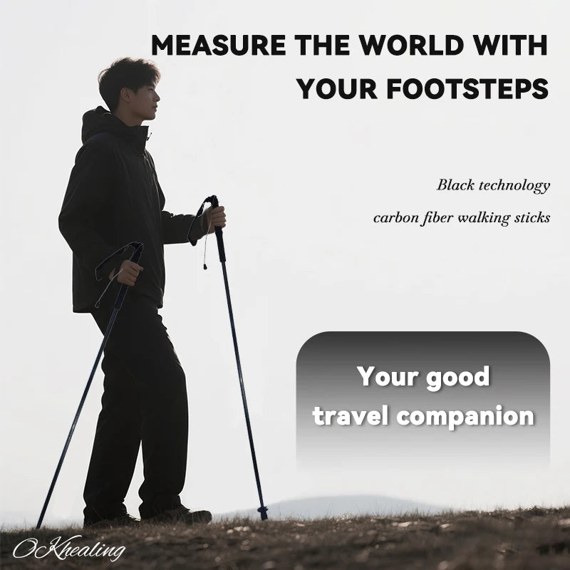 OKHEALINGCN Ultralight Trekking Poles Carbon Fiber 2-Piece