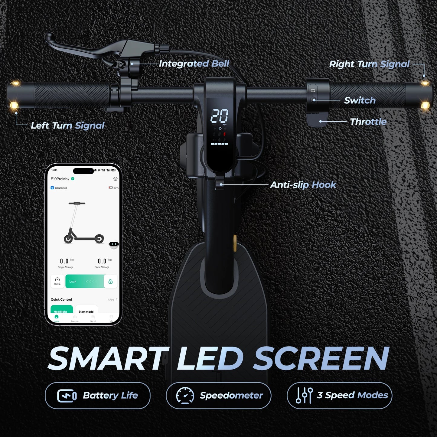 HeroPick Foldable 1000W Electric Scooter With App Control