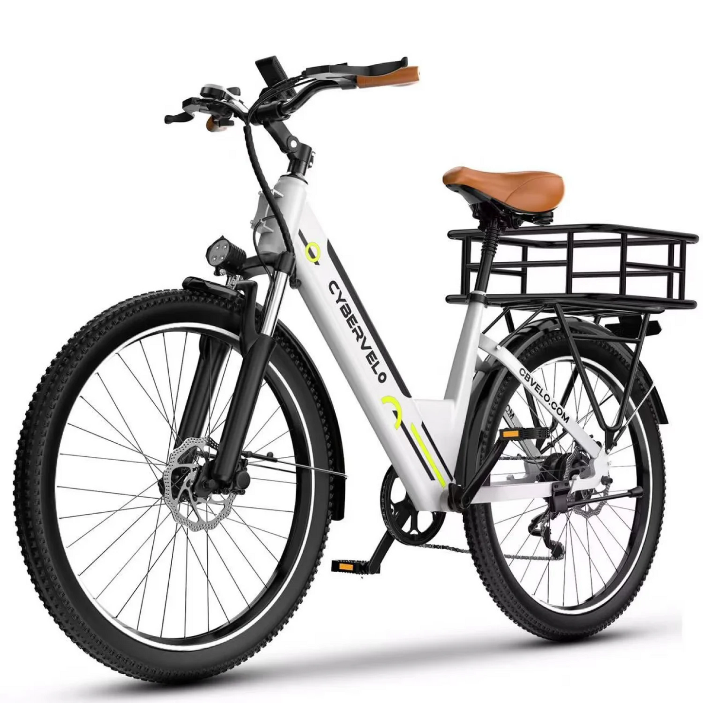Cybervelo 1000W Peak 26" Electric Bike Adults 80Miles Removable Battery 7-Speed Ebike Beach Snow Commute E Bicycle for Men Women EK2