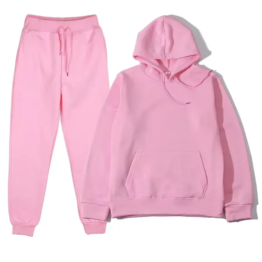 Winter Tracksuit Women Two Piece Set Hooded Sweatpants Casual Sportswear