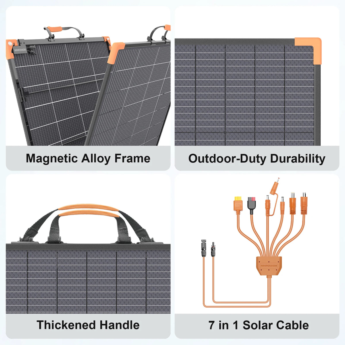 MHPOWOS 400W Bifacial Portable Solar Panel 33V Lightweight Foldable Solar Charger for Power Station IP68 Waterproof High Efficiency With Adjustable Kickstands for Camping RVs Home Backup