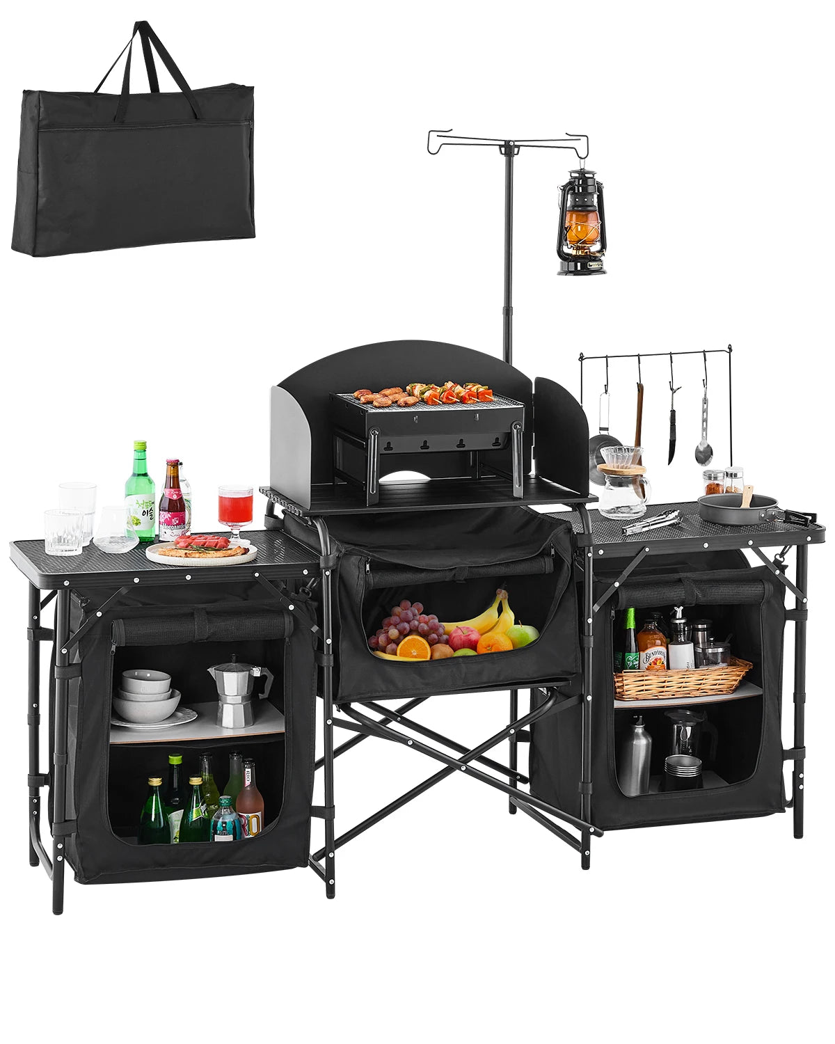SucceBuy Camping Kitchen Table Aluminum Portable Cook Station