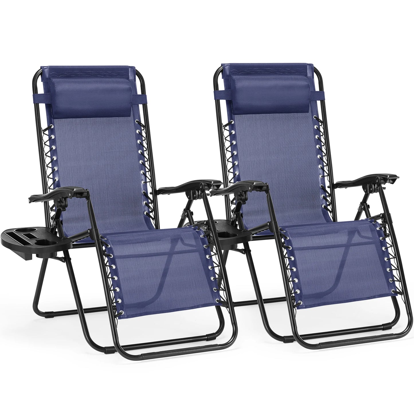 JHK Zero Gravity Portable Recliner Camping Patio Outdoor Garden Lounge Chair with Cup Holder Trays Adjustable Pillow for Backyard
