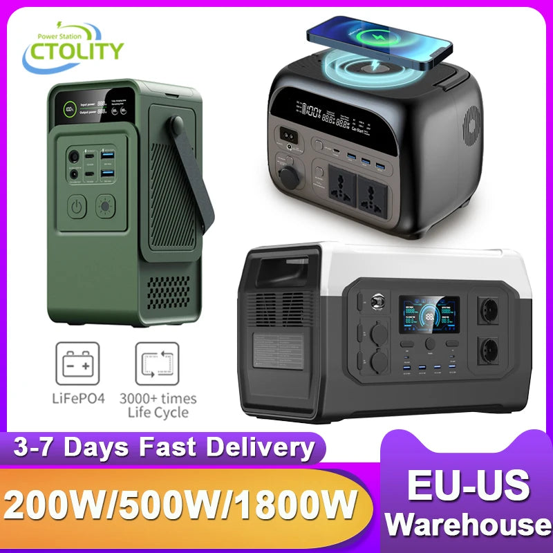 CTOLITY Portable Power Station 110V 220V Pure Sine Wave