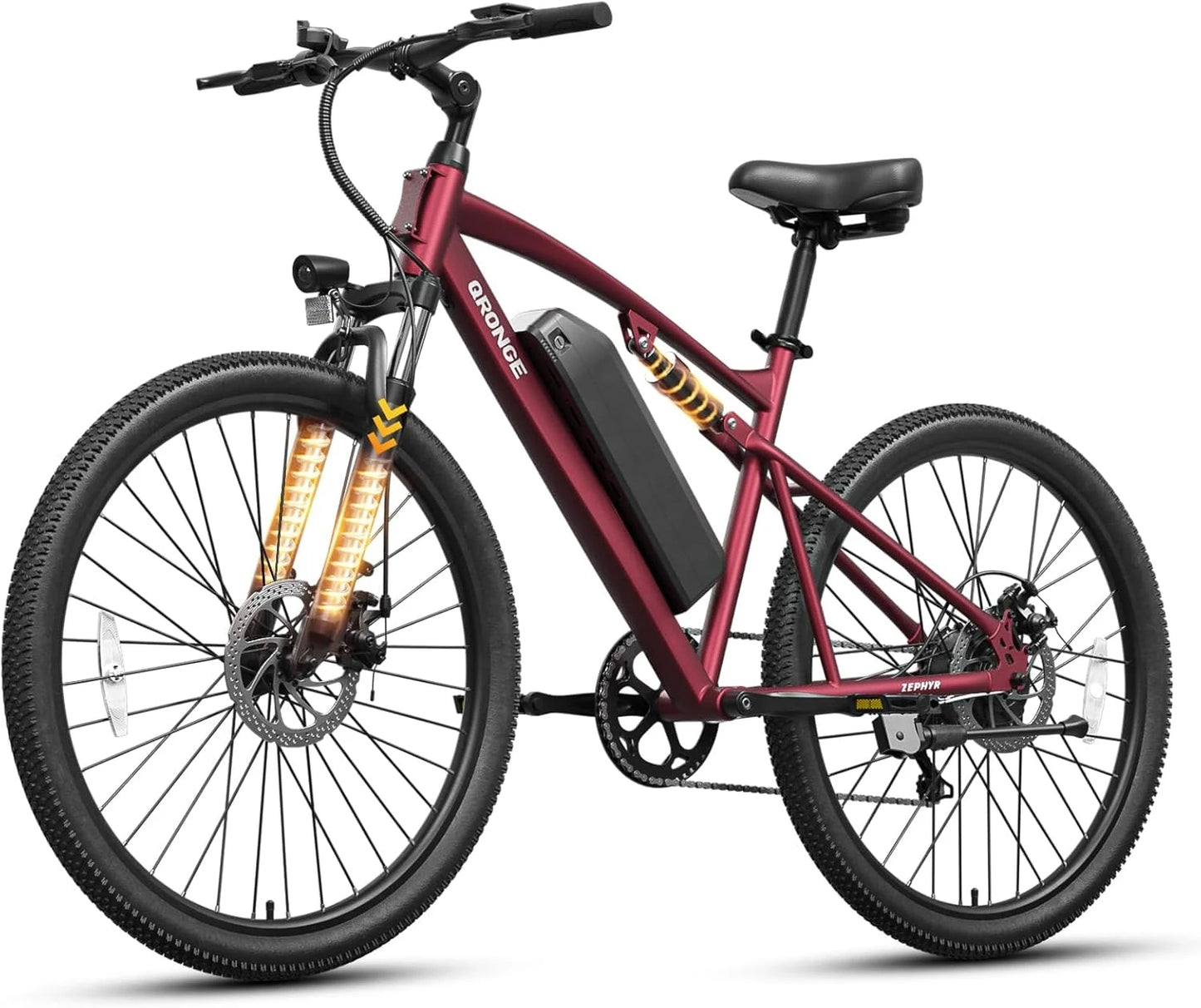 QRONGE Zephyr Electric Bike for Adults 1000W Peak Motor 486Wh Battery Mountain Electric Bicycle 26'' Tire Full Suspension E-bike