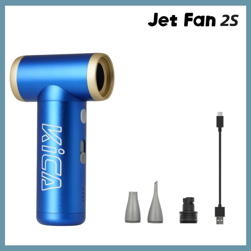 KiCA JetFan 2S Portable Air Blower 117000RPM Rechargeable Mini Fan, Metal Shell Extreme Mode, Camping Hiking BBQ Outdoor Tool