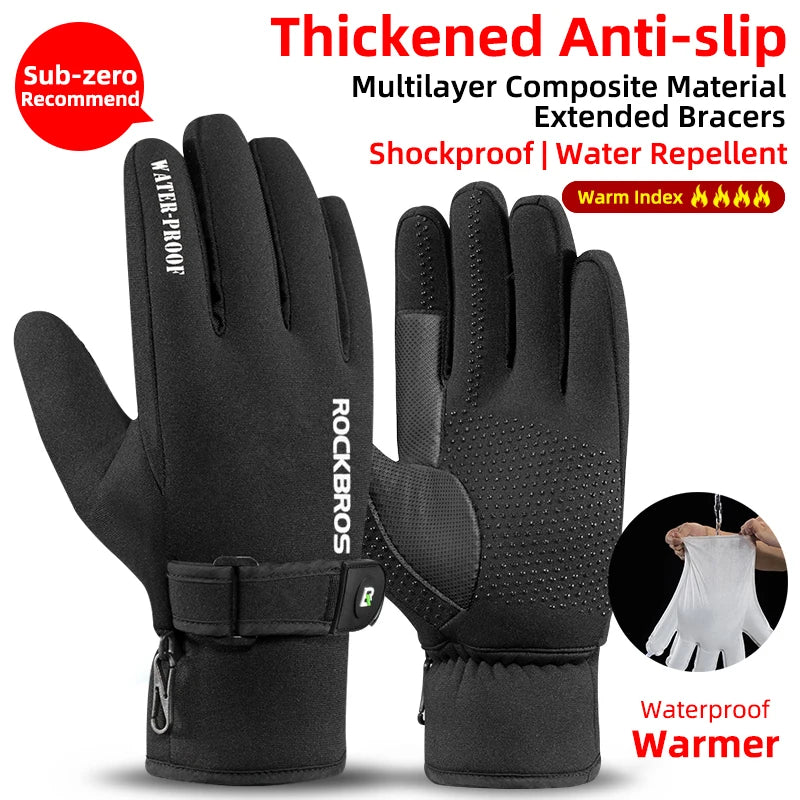 ROCKBROSCN Winter Thermal Waterproof Gloves For Men Women