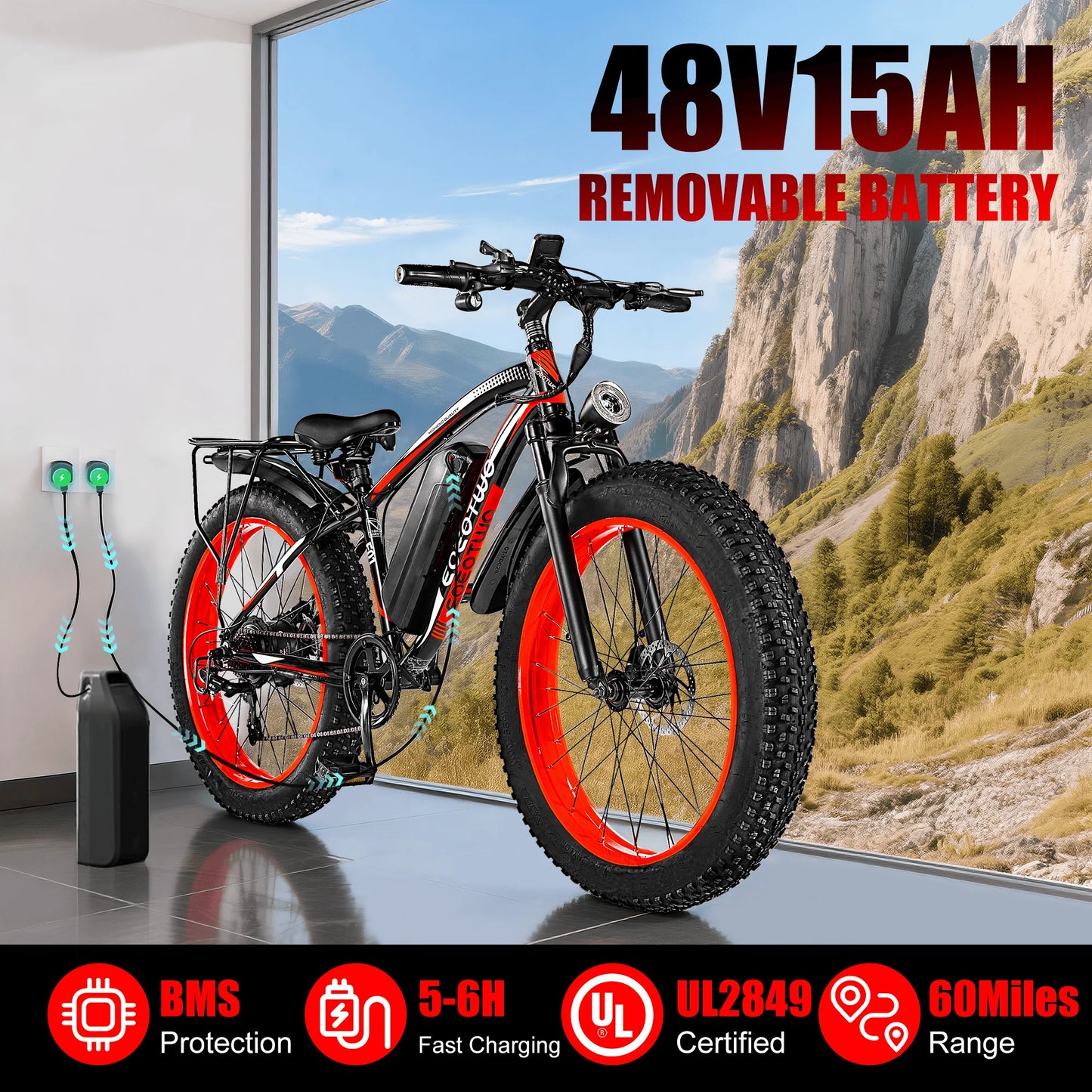 EOEOTWO 1500W Fat Tire Electric Mountain Bike