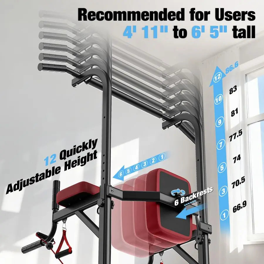 MBVM Power Tower Pull Up Bar Station 450LBS Fitness Equipment