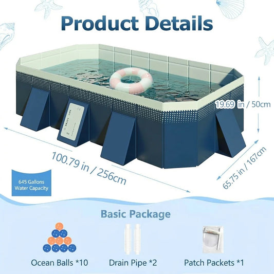 Outdoor Swimming Pool Foldable Big Capacity Non-Inflatable Family Pool Thickened Wear-Resistant for Summer Water Party  Fun in the Sun