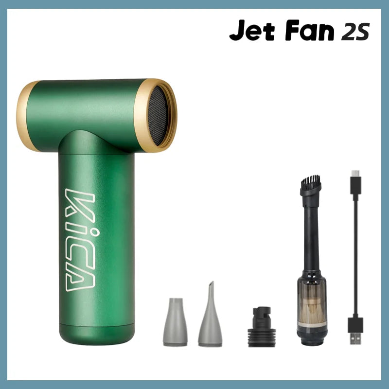 KiCA JetFan 2S Portable Air Blower 117000RPM Rechargeable Mini Fan, Metal Shell Extreme Mode, Camping Hiking BBQ Outdoor Tool