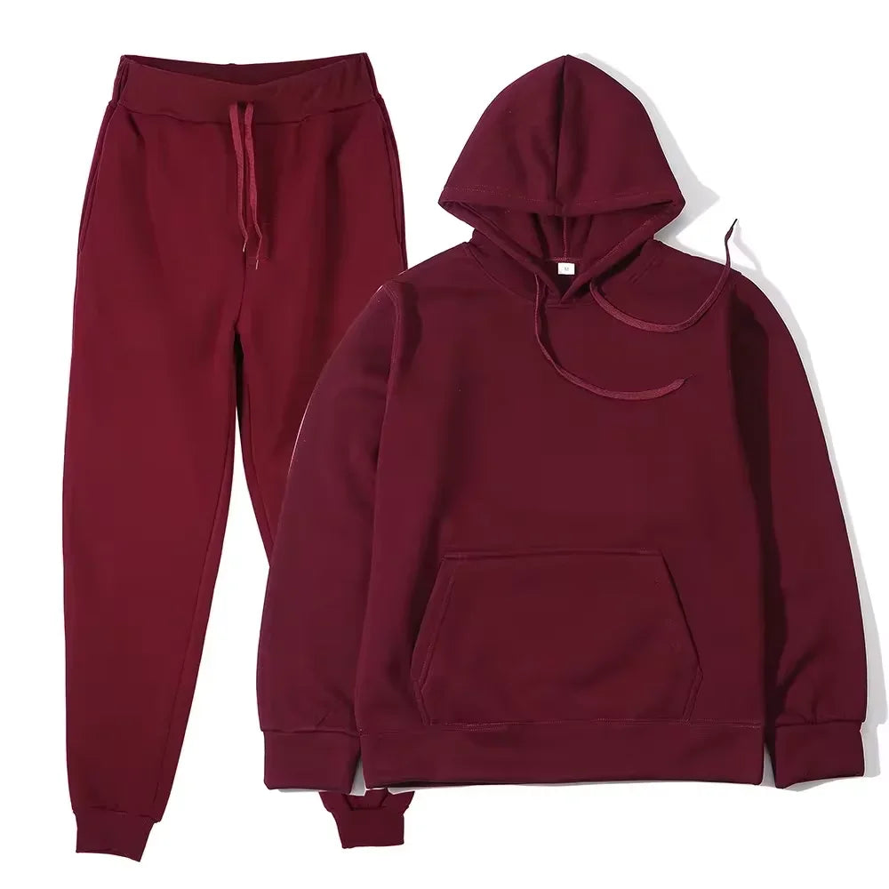 Winter Tracksuit Women Two Piece Set Hooded Sweatpants Casual Sportswear
